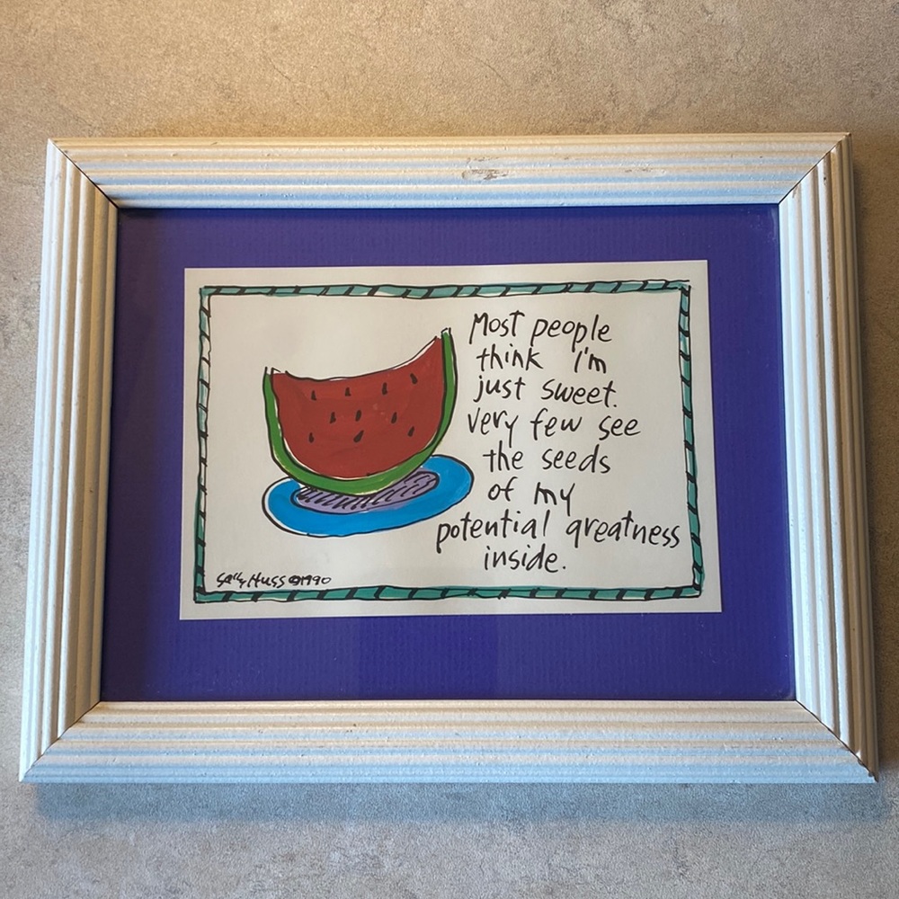 Sally Huss Vintage Framed Art 1990 Exc Cond